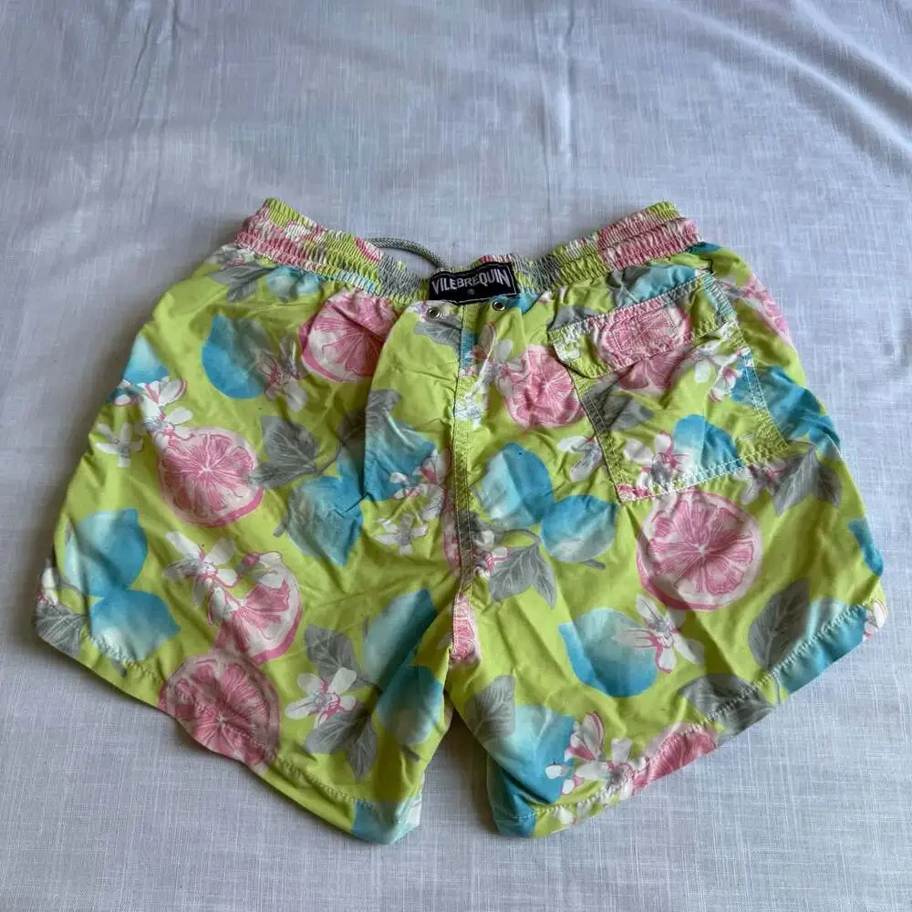 Vintage Vilebrequin Citrus Fruit Floral Print Swim Trunks Shorts Size XL